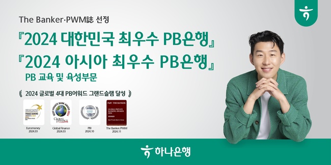 하나은행, 더뱅커·PWM 선정 \ 2024 대한민국 최우수 PB은행\  수상...\