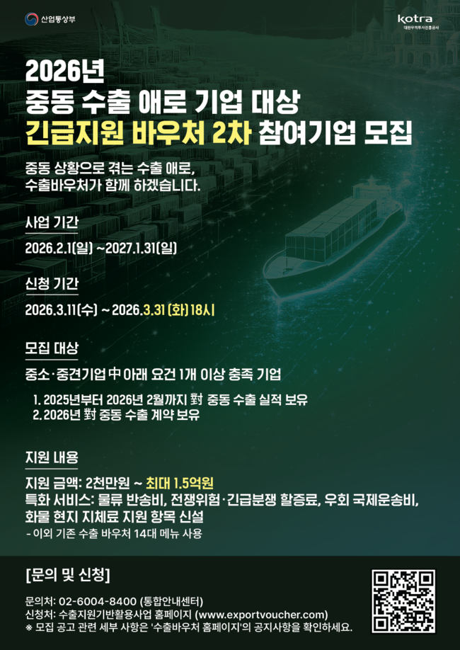 코트라, 중동 전운 뚫고 ‘수출 5강’ 정조준’…9000억 쏟아붓는다