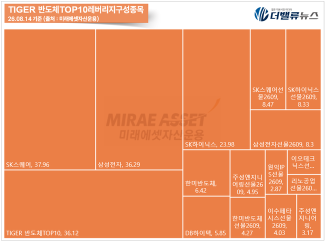 [위클리 ETF] 8月 2주차, ‘TIGER 반도체TOP10레버리지’ 수익률 톱 39.28%...단일종목 레버리지 앞섰다