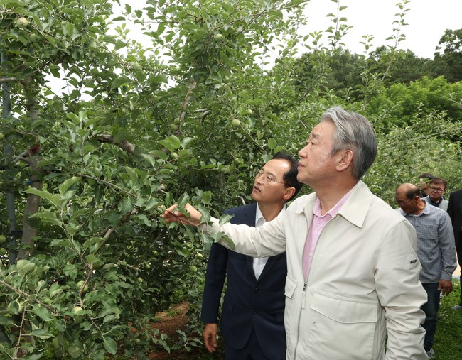 강호동 농협중앙회장, 경남 거창 사과농가 방문...활발한 현장 활동 지속 