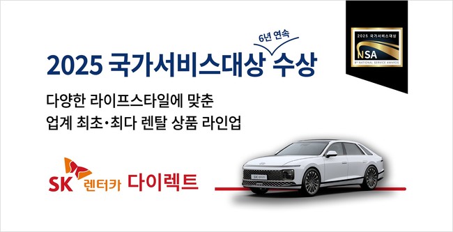 SK렌터카, 업계 최초∙최다 상품 라인업으로 6년 연속 \ 국가서비스대상\  영예